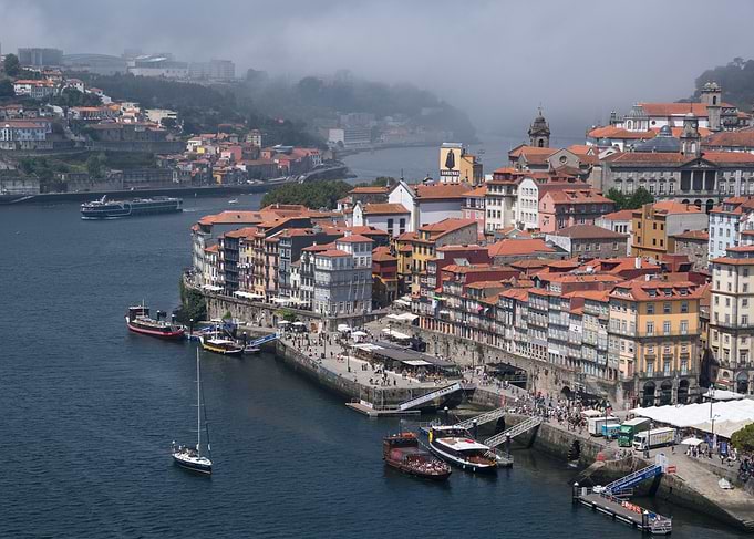 Scenic View from high angle place of Port, Portugal.