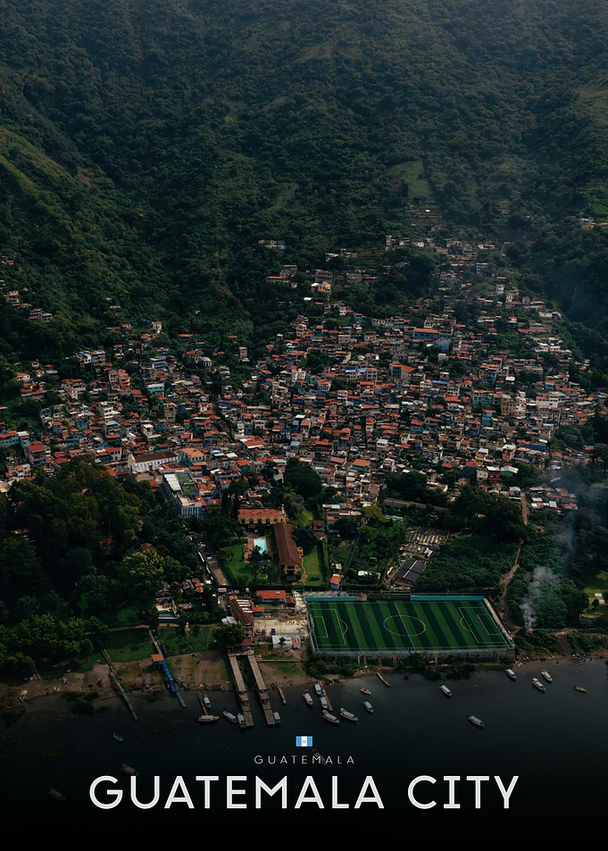 Aerial View of Guatemalan Lakeside Town