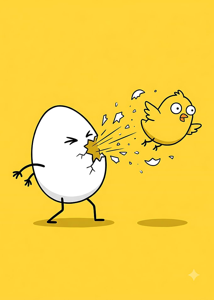 Funny Chick Hatching from Egg