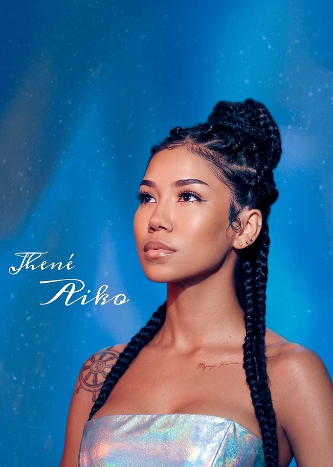 Jhene Aiko Portrait with Blue Background