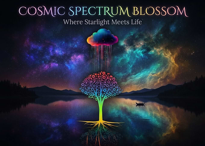 Cosmic Spectrum Blossom Surreal Landscape