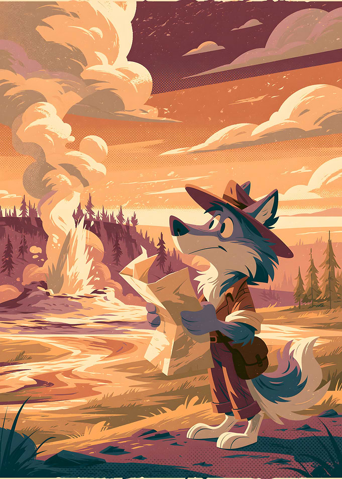 Explorer Wolf at Geyser
