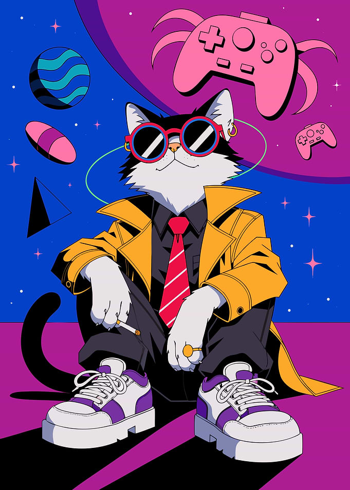 Cool Cat Gamer in Space