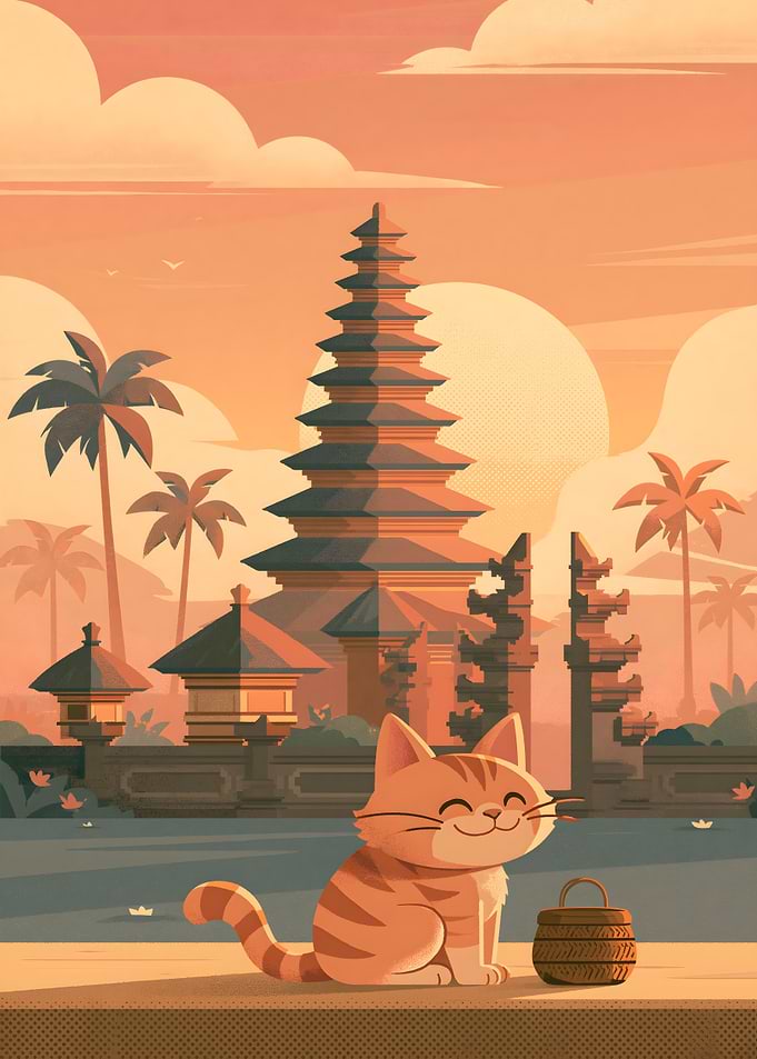 Cute Cat at Balinese Temple