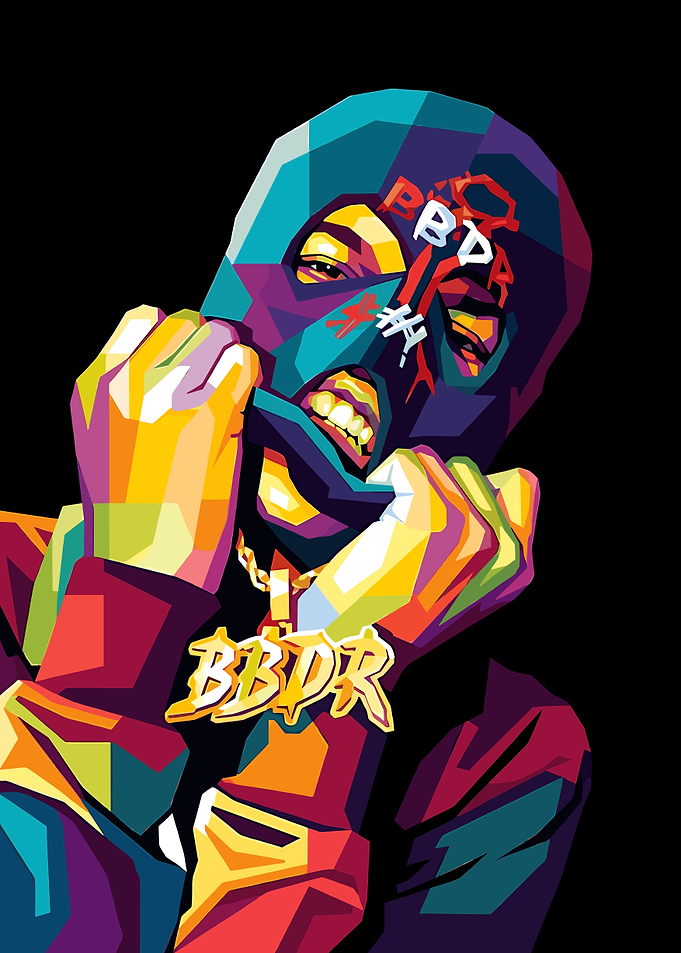 Colorful Pop Art Masked Rapper Portrait