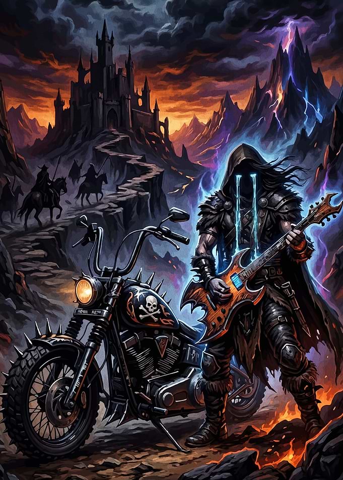 Dark Fantasy Biker Guitarist