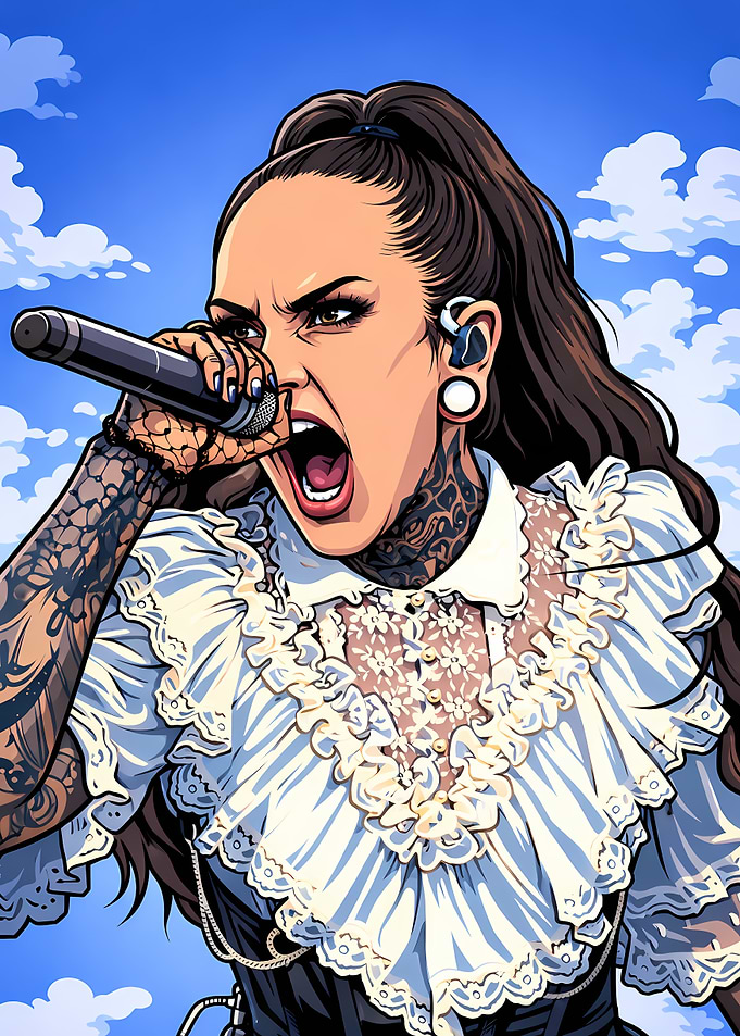 Tattooed Female Singer Performing Live