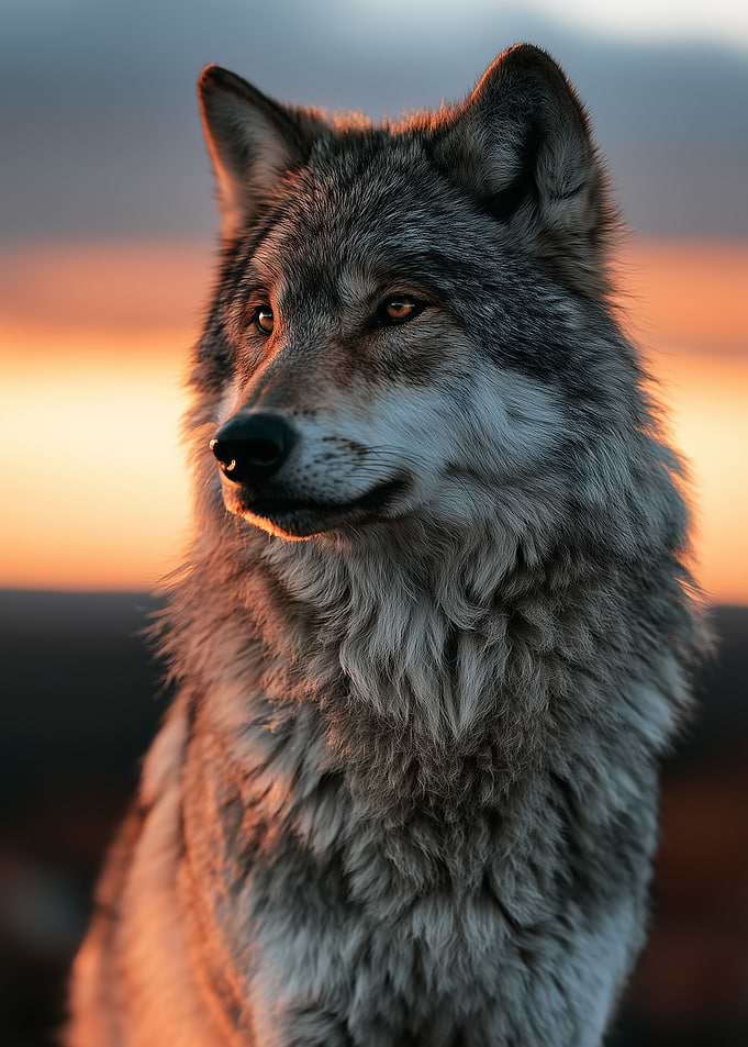 Majestic Wolf at Sunset