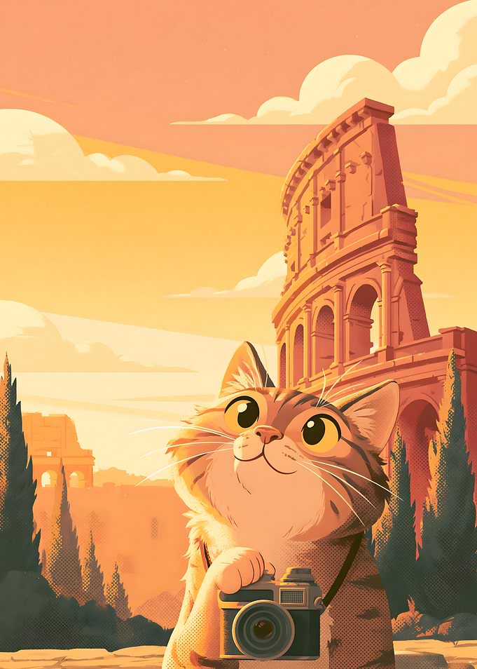 Cute Cat Photographer at the Colosseum