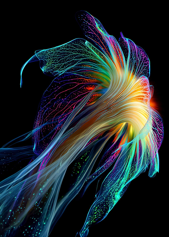Abstract Bioluminescent Jellyfish Art