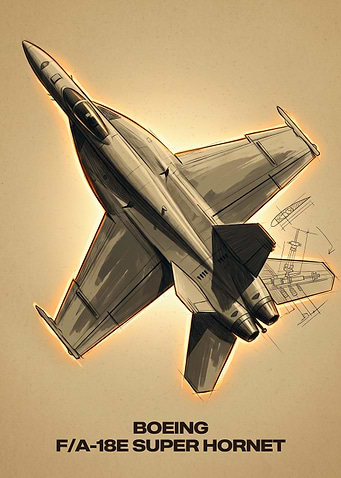 Boeing F/A-18E Super Hornet Blueprint Art