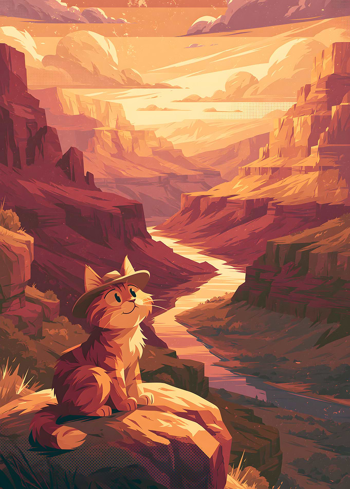 Adventurous Cat Exploring the Grand Canyon