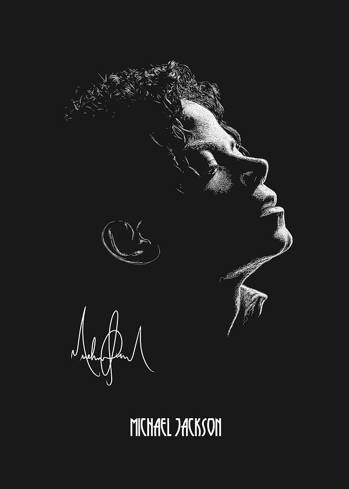 Michael Jackson Stippled Portrait Poster