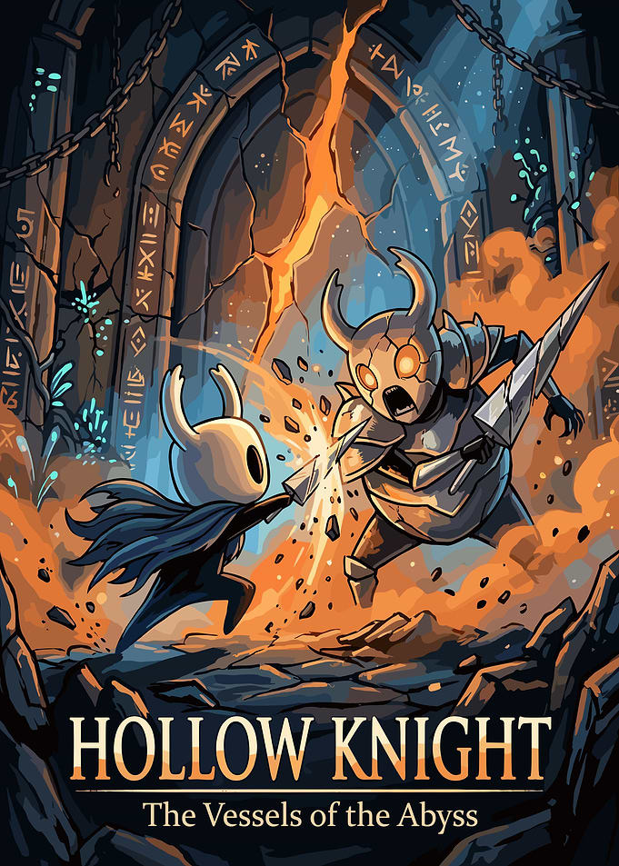 Hollow Knight Battle Scene Poster