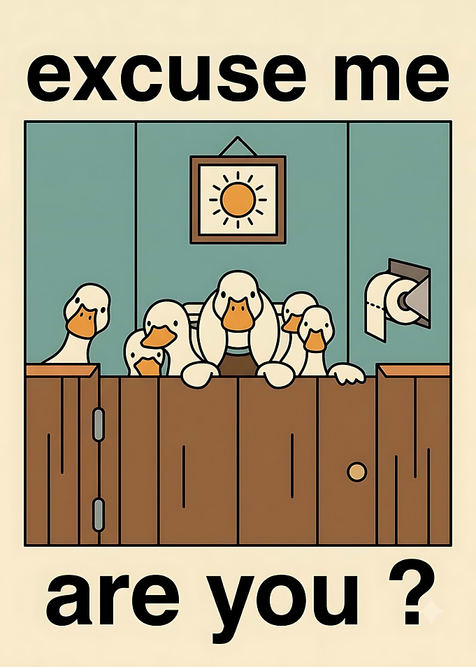 Funny Ducks in Bathroom Stall Poster