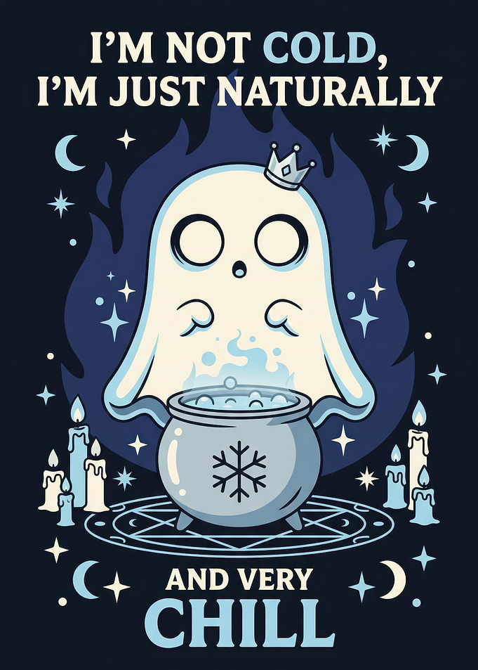 Cute Ghost With Cauldron Illustration