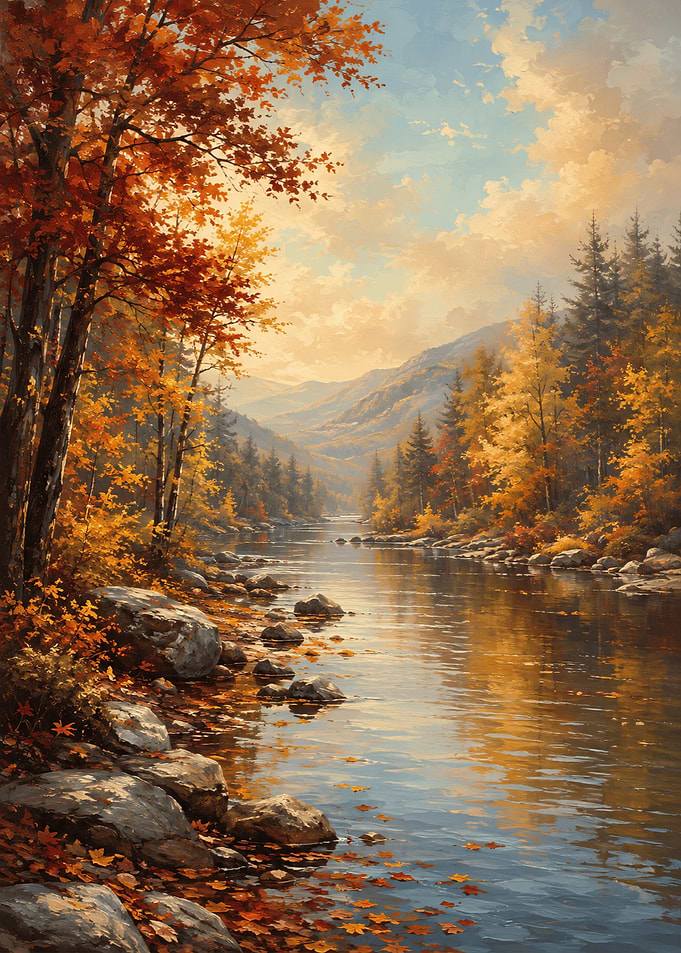 Serene Autumn River Landscape