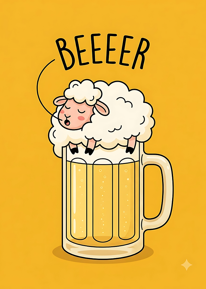 Cute Sheep in Beer Mug Illustration