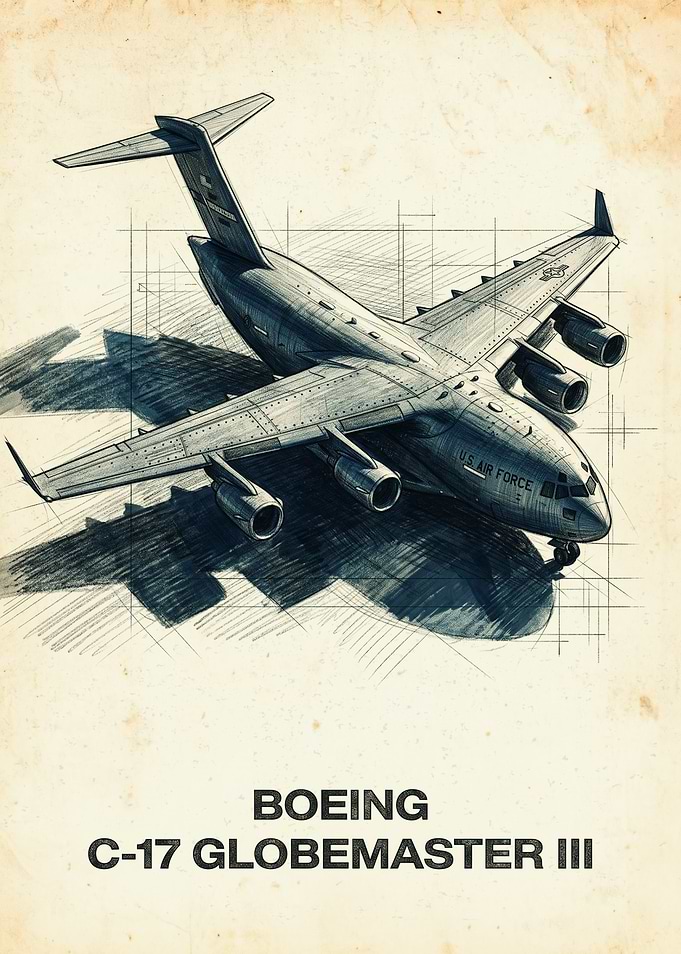 Boeing C-17 Globemaster III Blueprint Poster