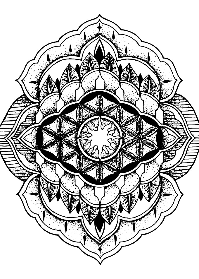 Intricate Black and White Mandala Design