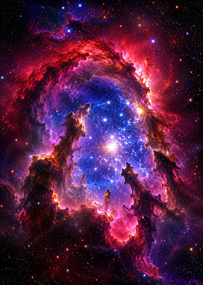 Vibrant Cosmic Nebula Star Cluster