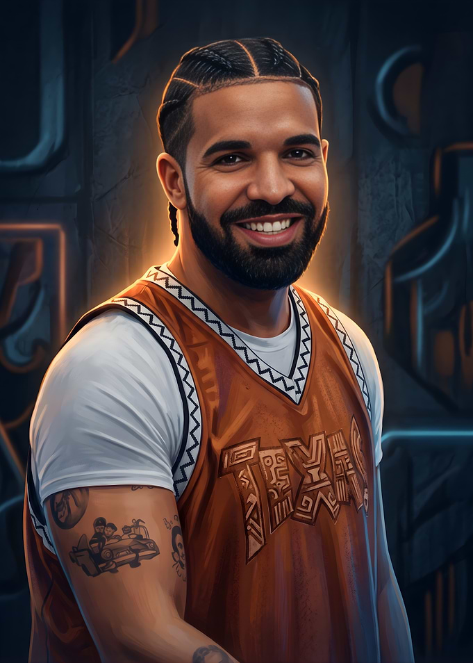 Portrait of Drake in Texas Jersey