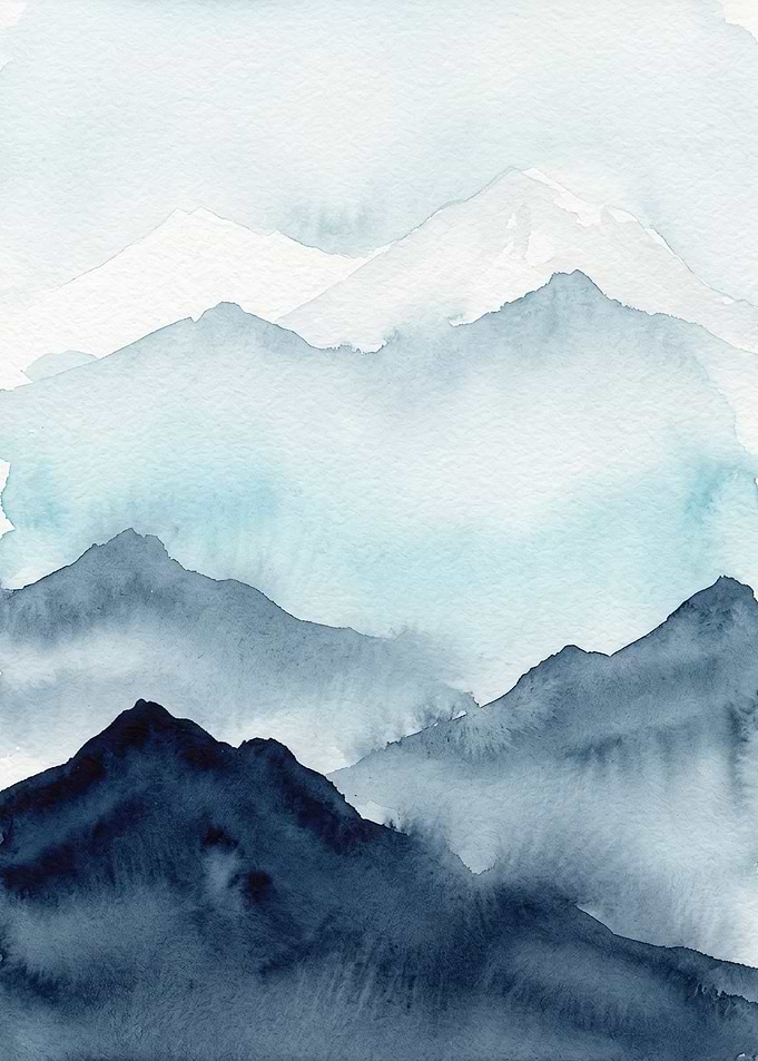 Nordic Blue Mountain Color Field Art