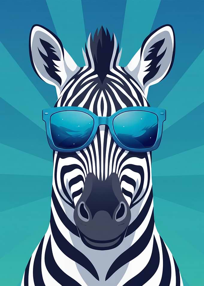 Cool Zebra Wearing Blue Sunglasses