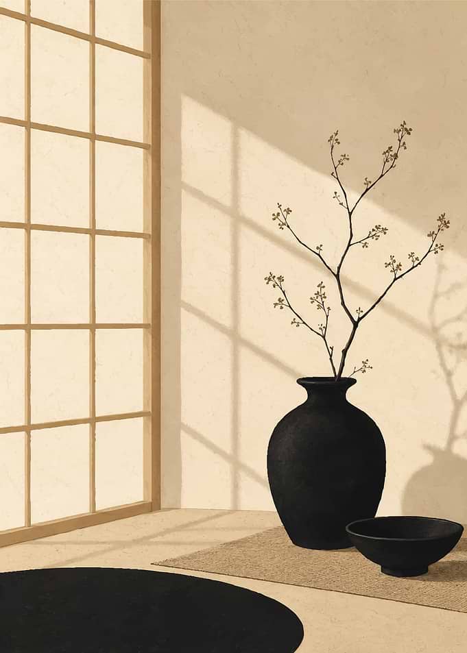 Minimalist Japanese Interior with Vase