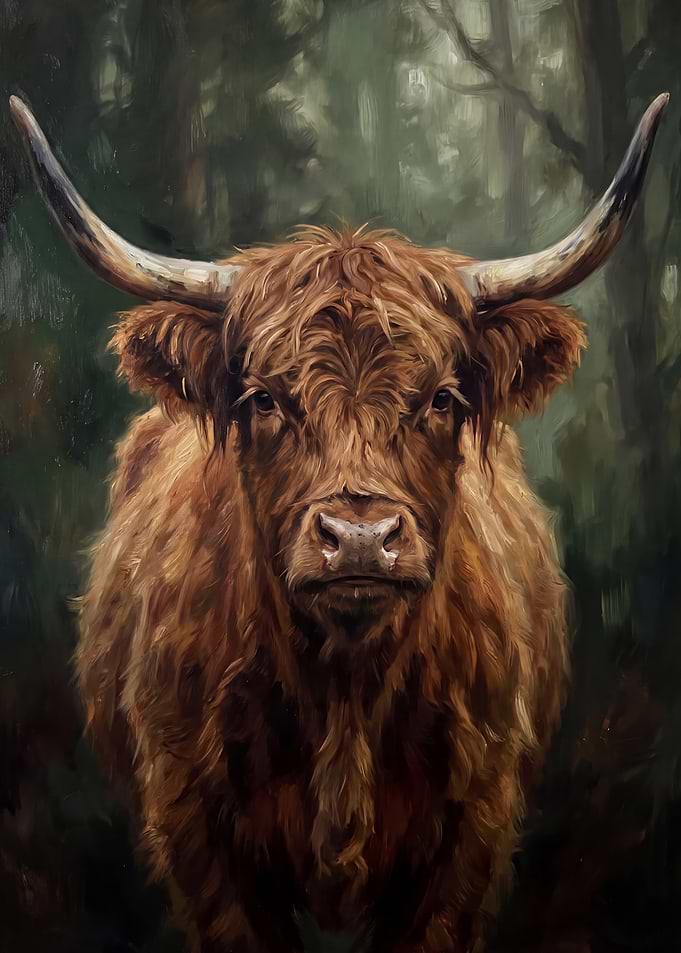 Highland Cow Portrait Painting