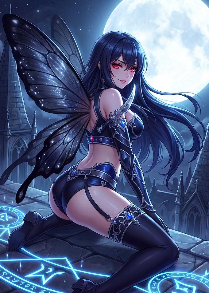 Dark Fairy on Gothic Rooftop