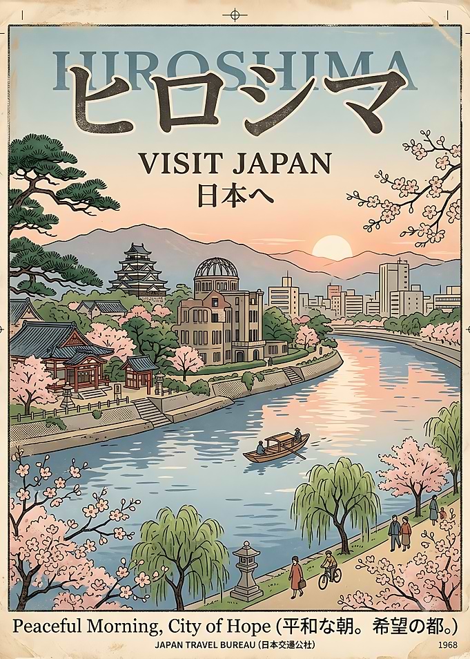 Vintage Hiroshima Travel Poster