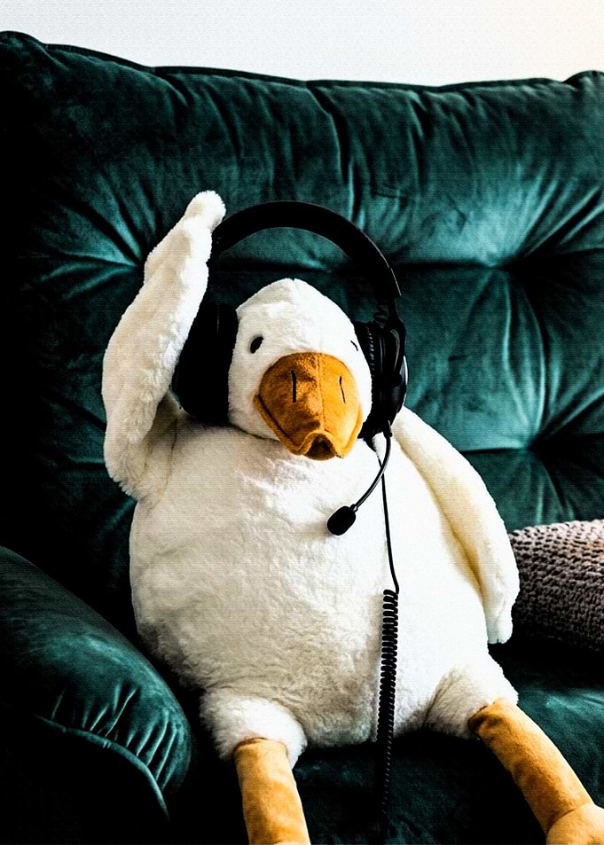 Plush Goose Wearing Gaming Headset