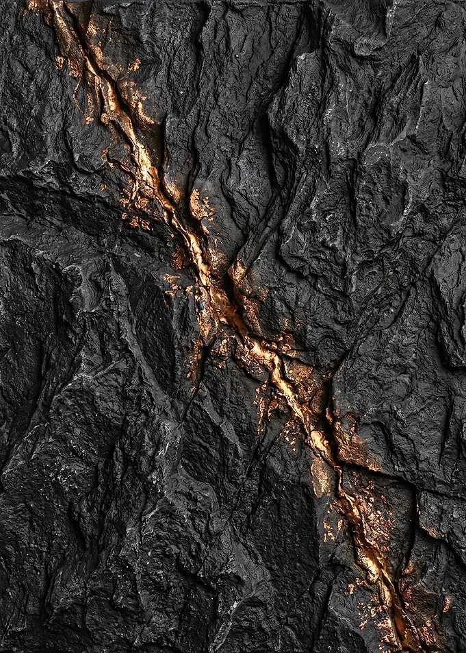 Patinated Bronze Basalt Peak Relief Art