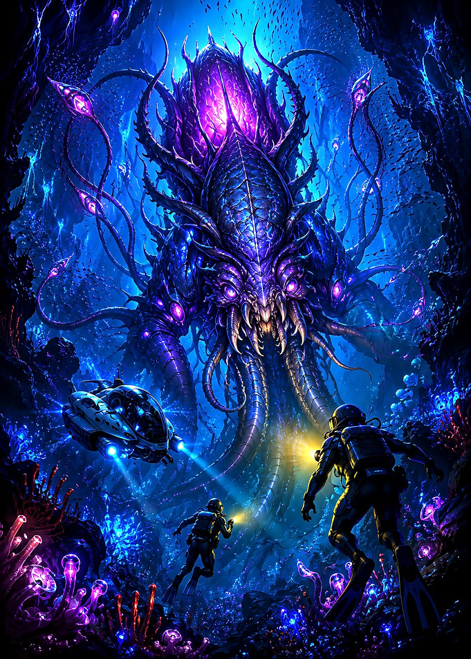 Deep Sea Encounter with Eldritch Monster