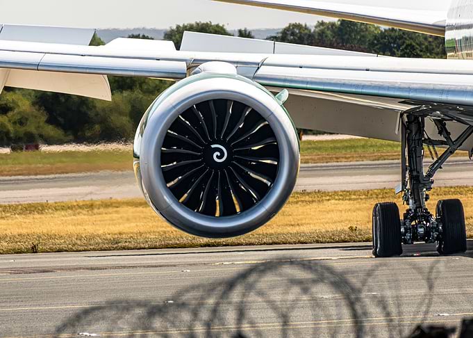 Close-up of Jet Engine Turbine