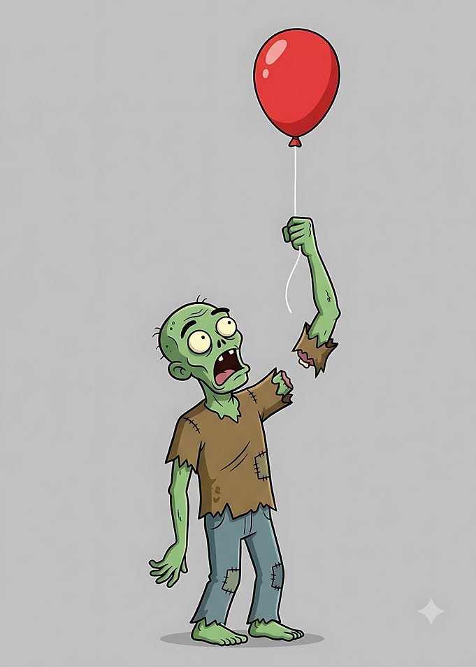 Zombie Holding a Red Balloon