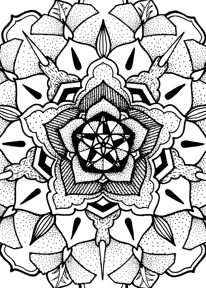 Intricate Black and White Mandala Design