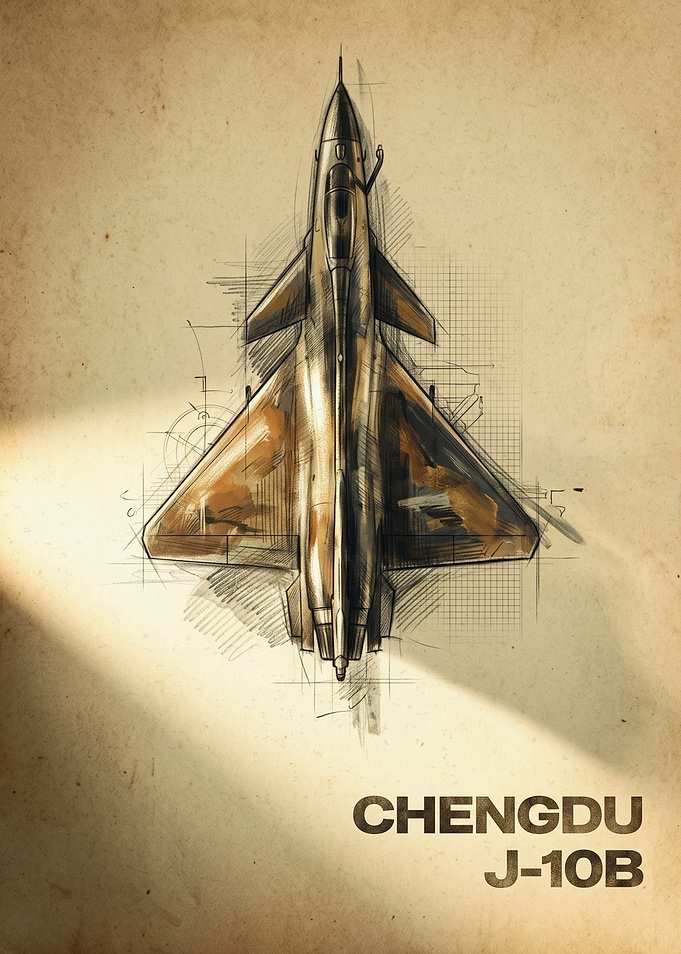 Chengdu J-10B Fighter Jet Blueprint