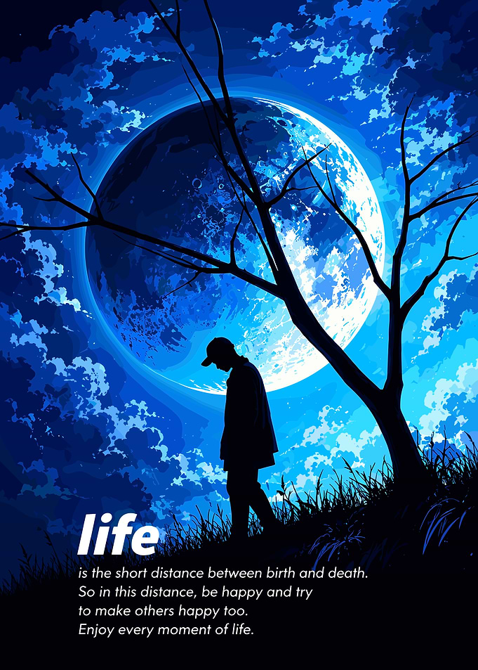 Inspirational Silhouette Under Full Moon