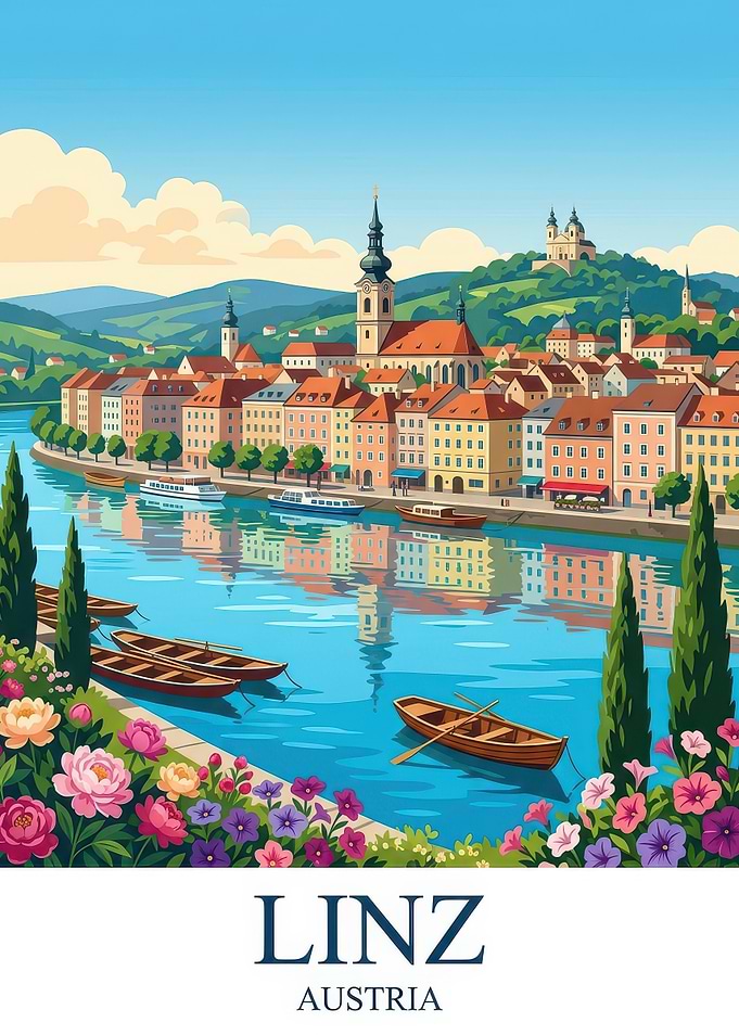 Linz Austria Travel Poster