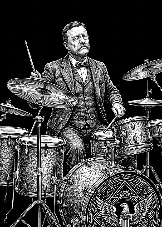 Theodore Roosevelt Playing Drums