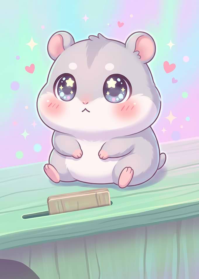 Cute Chibi BabyBlue Hamster Illustration
