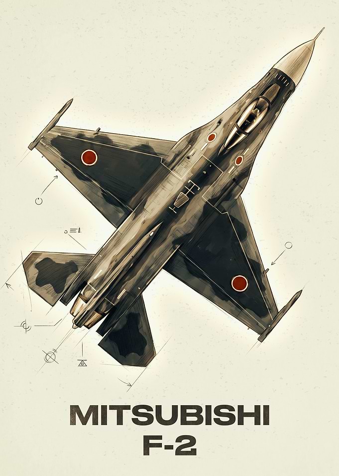 Mitsubishi F-2 Fighter Jet Blueprint