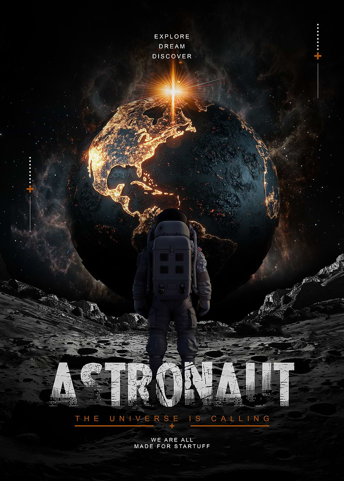 Astronaut Looking at Earth Poster