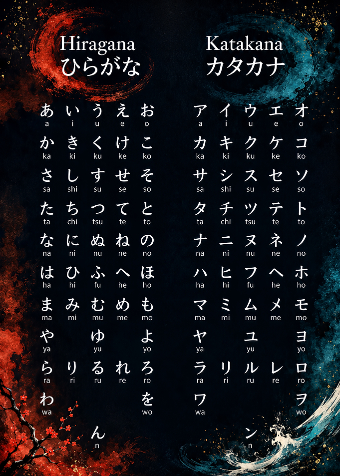 Japanese Hiragana and Katakana Chart