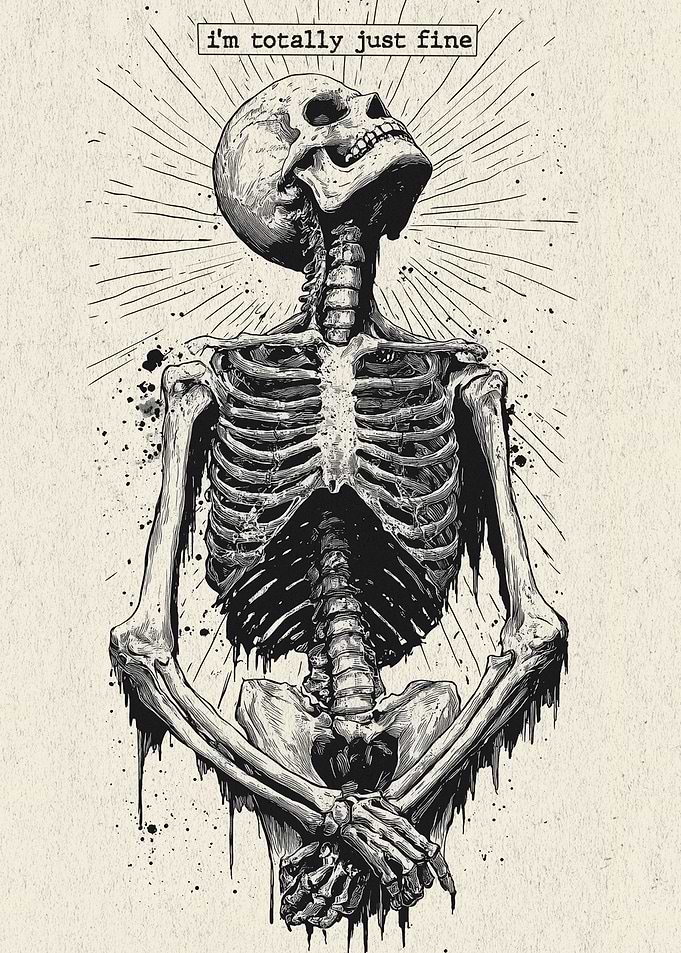I'm Totally Just Fine Skeleton Illustration