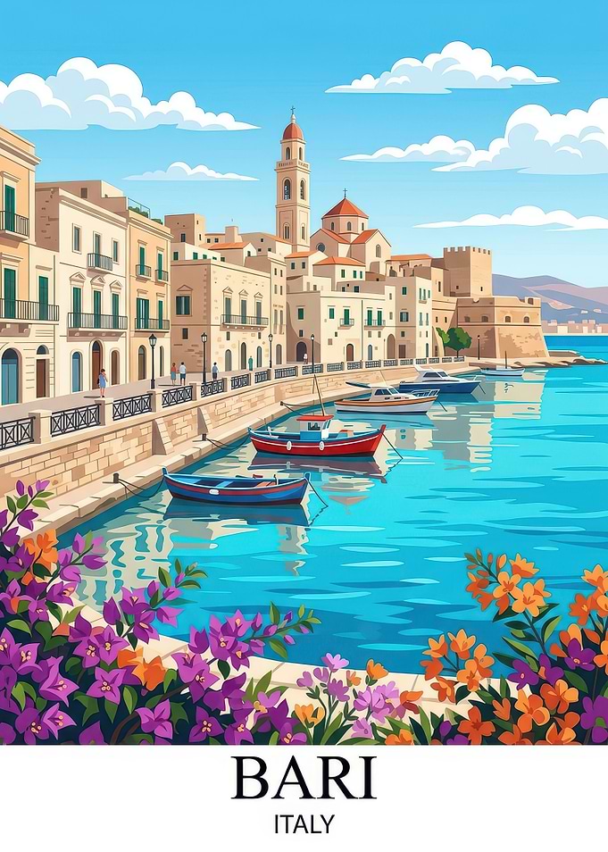 Bari Italy Travel Poster