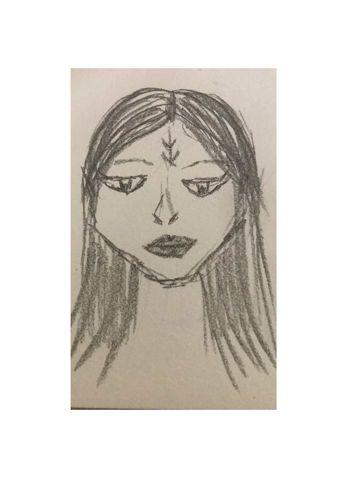 Third Eye Mystic - Dark Feminine Boho Pencil Sketch