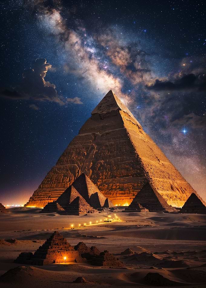 Great Pyramids Under Milky Way